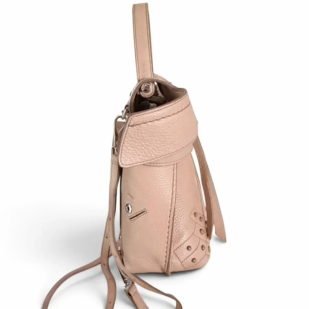 Tod's Wave Bag Mini Studded Blush Pink Leather Convertible Satchel w/ COA